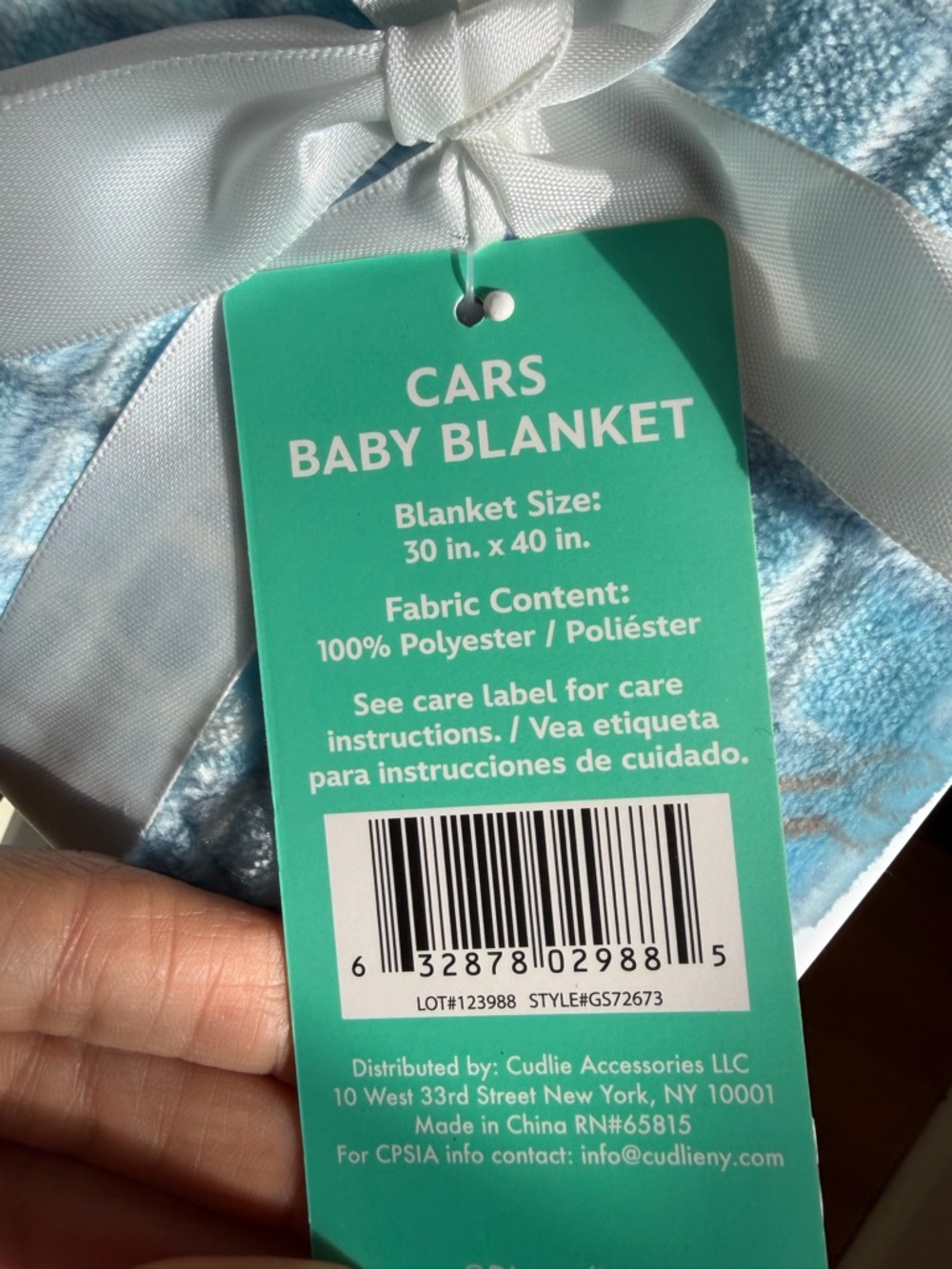 Disney Light Blue Cars Sherpa Baby Blanket - Picture 4 of 4